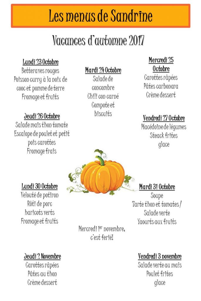 Le menu des vacances d’automne