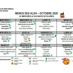 Les menus pour le mois d’octobre 2020